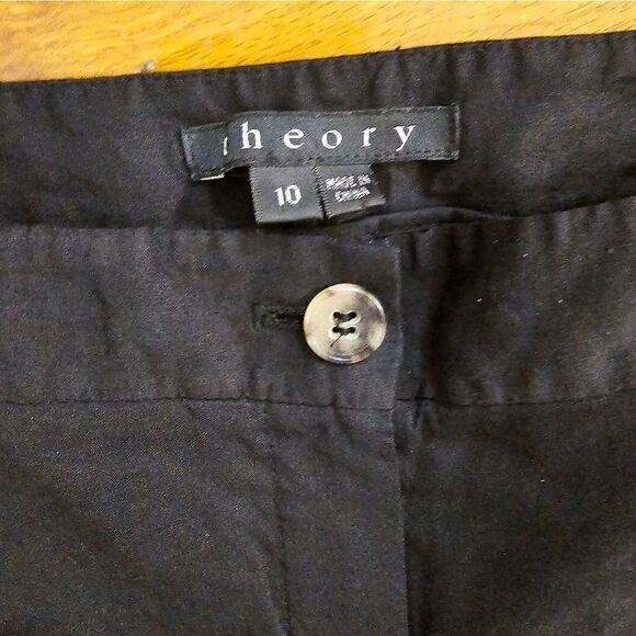 Theory Women's Black Linen Flared Preppy Beach Pants Size 10 - Picture 9 of 9